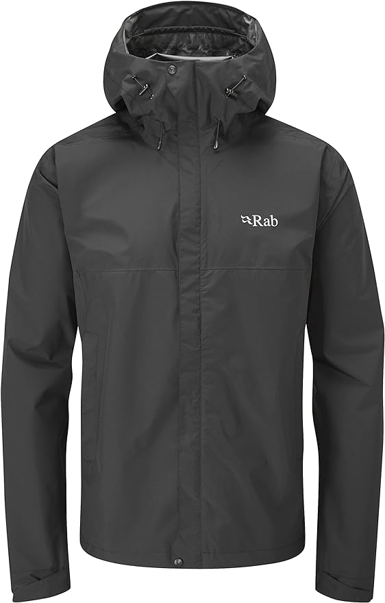 a black rain jacket with the word rad on it